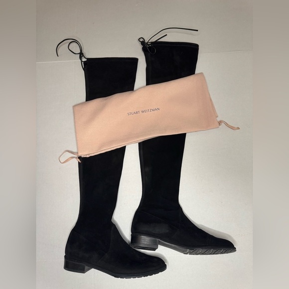 Stuart Weitzman $795 Jocey Suede Over-The-Knee Boots, Black, 7.5 - Picture 1 of 15
